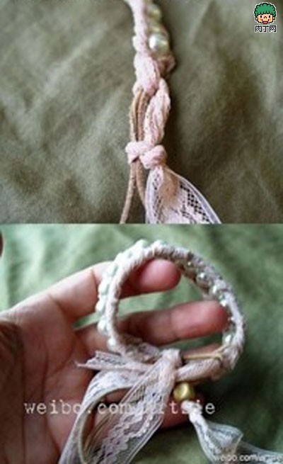 DIY创意手工diy大度蕾丝珍珠手链教你