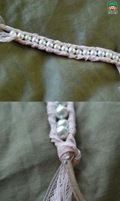 DIY创意手工diy大度蕾丝珍珠手链教你