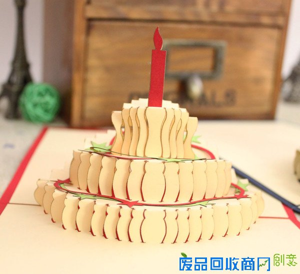 生日蛋糕手工立体创意节日定制diy纸雕祝贺…