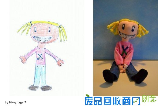 国外手工布偶网站受追捧 根据孩子涂鸦制作