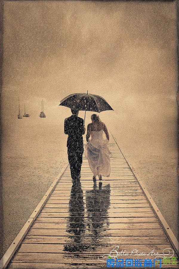 浪漫邂逅雨中婚纱照很唯美