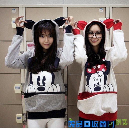 甜美可爱卡通米奇图案春装学生外套女韩版少女装初高中学生装卫衣