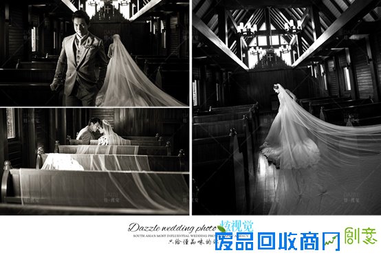 黑白色系婚纱照,引领时尚,三亚炫视觉婚纱摄影工作室