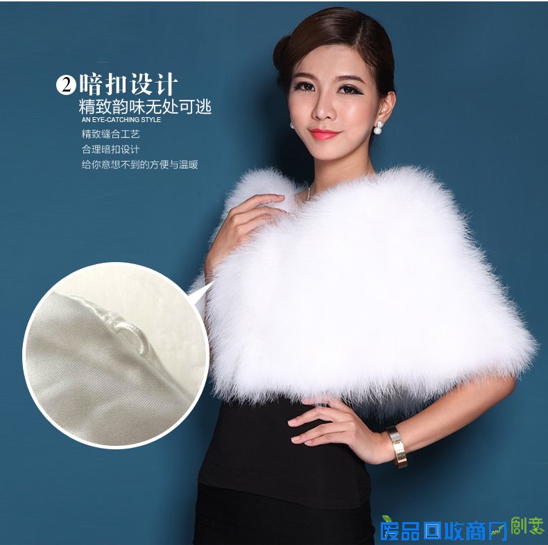 毛披肩皮草新娘婚纱披肩冬季女礼服年会外套 正品小外搭坎肩