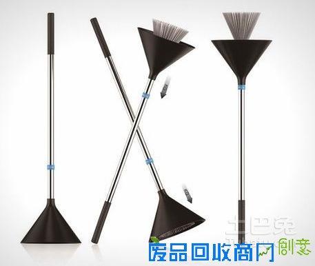 国外曝光创意漏斗扫把 堪称清扫墙角神器 新式漏斗扫把问世 堪称清扫墙角神器