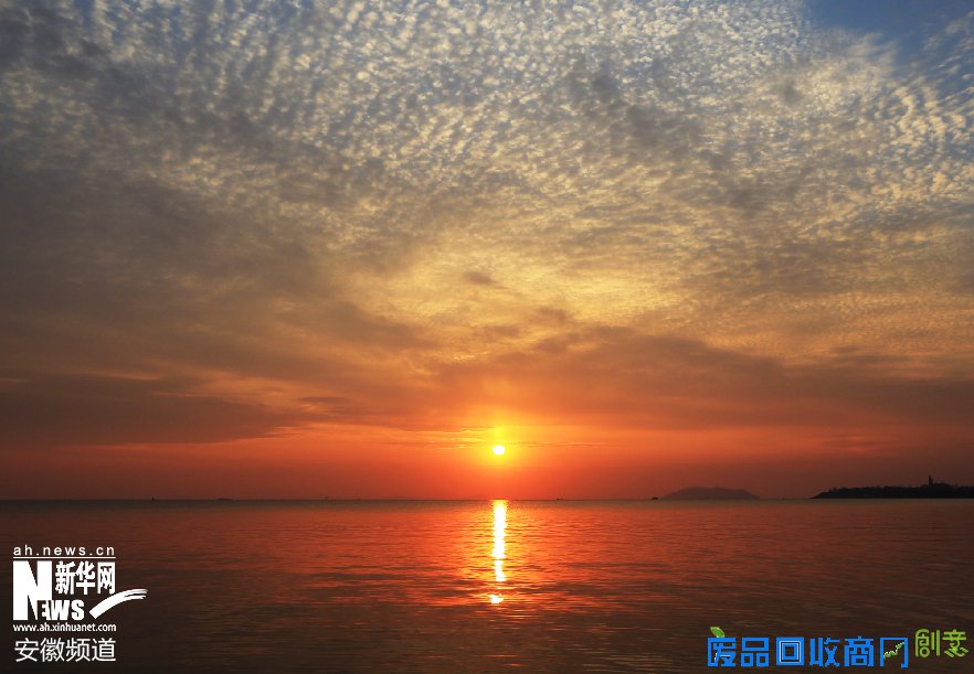 巢湖天空现大片“鱼鳞云” 画面唯美