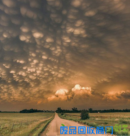 在雷暴天气过后，美国天空惊现罕见“乳房云”，绵延160公里。