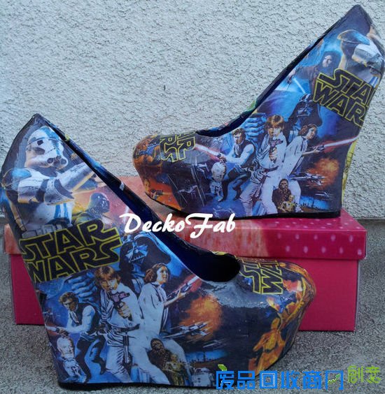 [动图]网友打造BB-8高跟鞋：还能自由转动