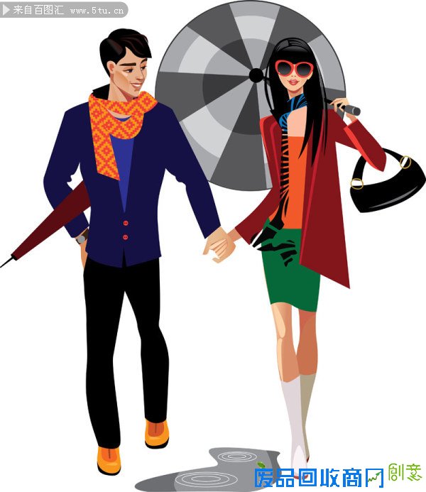 情侣漫画 情侣手拉手图片