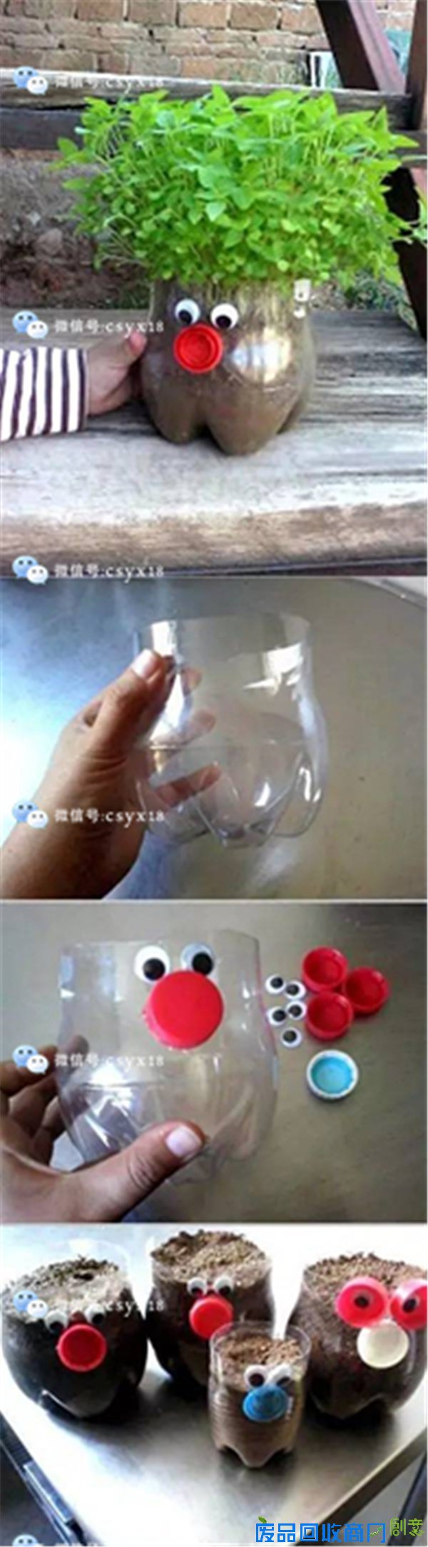 带小朋友一起用饮料瓶diy小花盆,把春天留在屋里