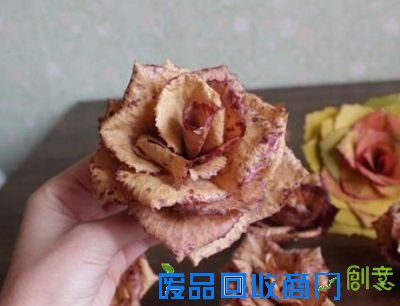 如何使用树叶做手工diy玫瑰花