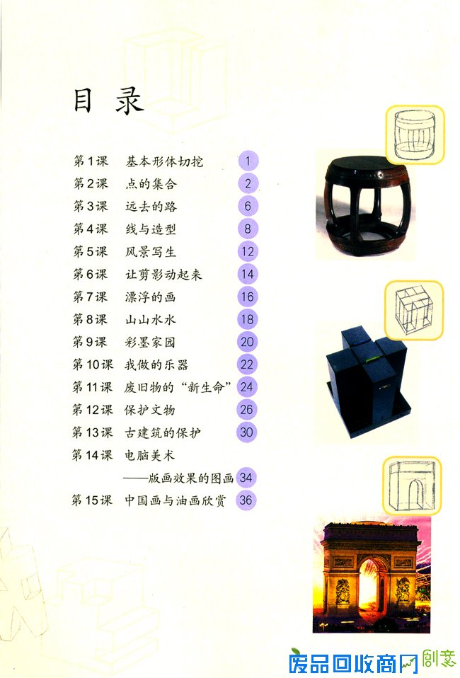 人教版六年级美术上册目录 