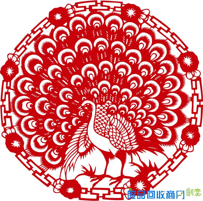 传统剪纸孔雀矢量素材 