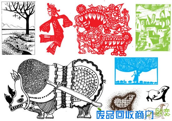 传统剪纸风景素材 