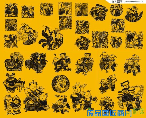 中国传统那剪纸文化矢量素材