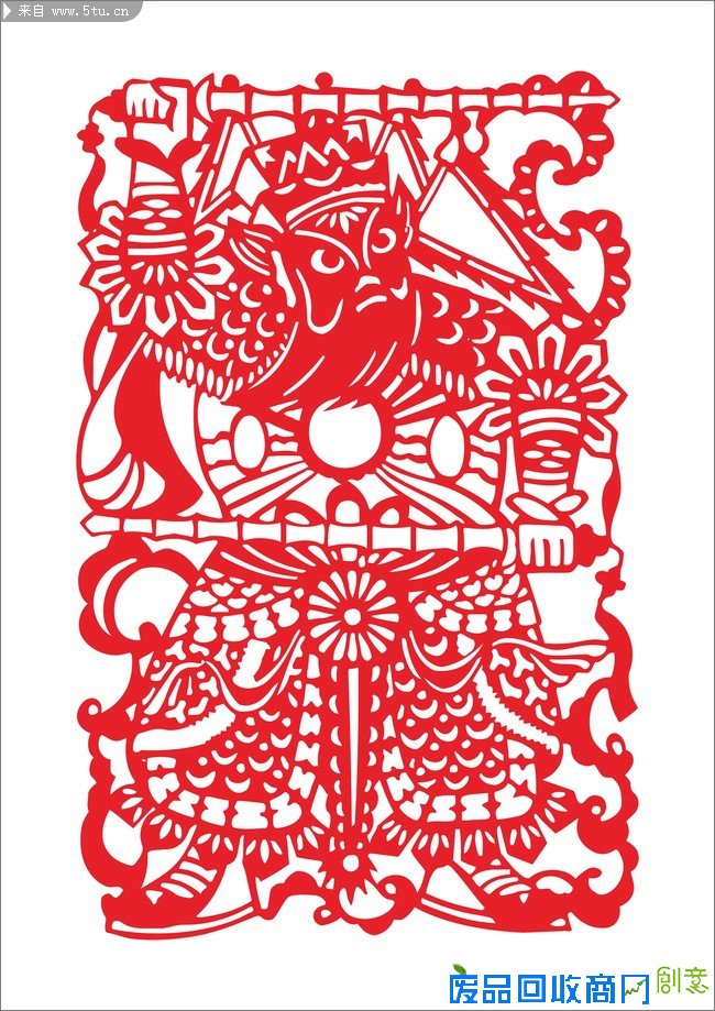 门神剪纸图片 新年传统剪纸素材 