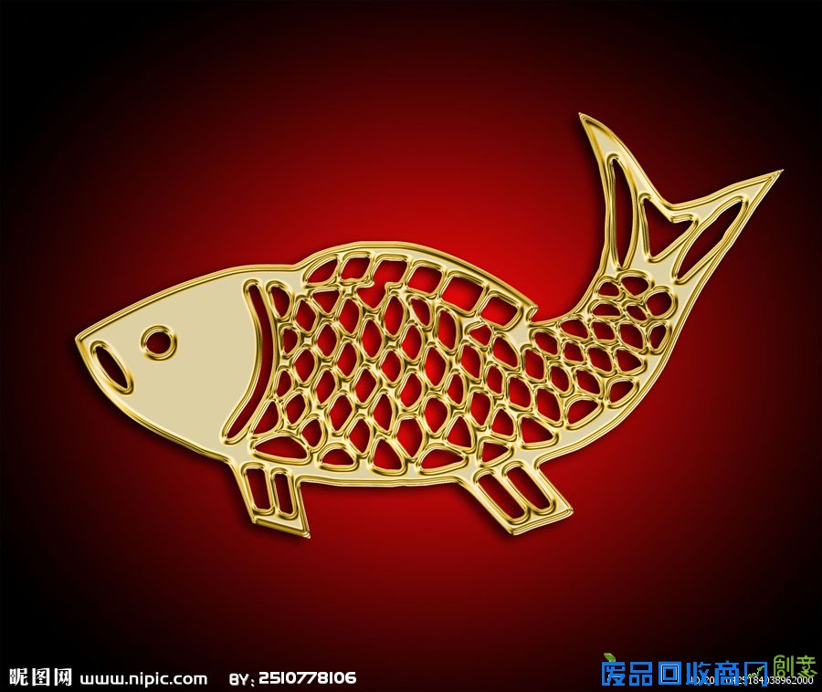 传统剪纸素材镂空金鱼图片 