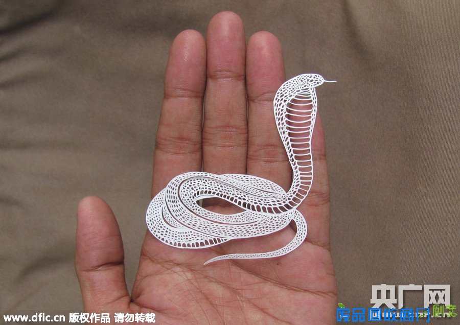 印度小伙用手术刀创作剪纸艺术 作品栩栩如生