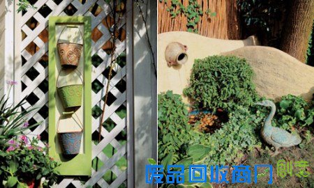 粗粝的墙面、陶艺喷泉、竹篱笆、动物摆设，塑造出田园趣味。