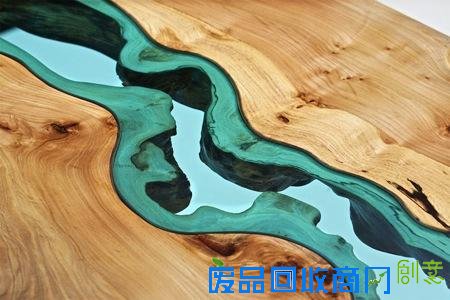  原木玻璃“河流”饭桌