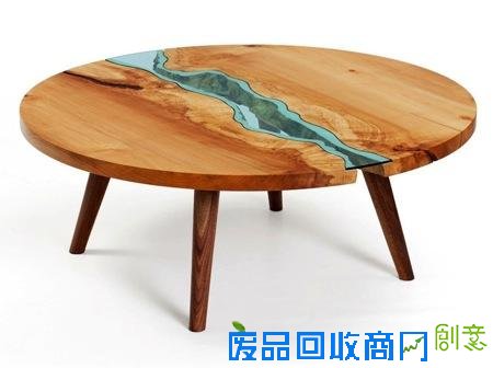  原木玻璃“河流”饭桌