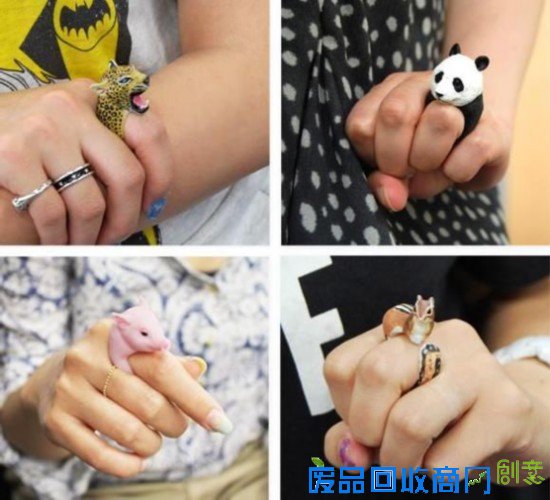 日本艺人手工制做栩栩如生传神动物戒指