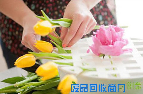 利用大碗手工diy插花家居装饰摆设