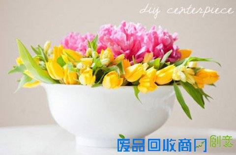 利用大碗手工diy插花家居装饰摆设(图片来源于唯美系)