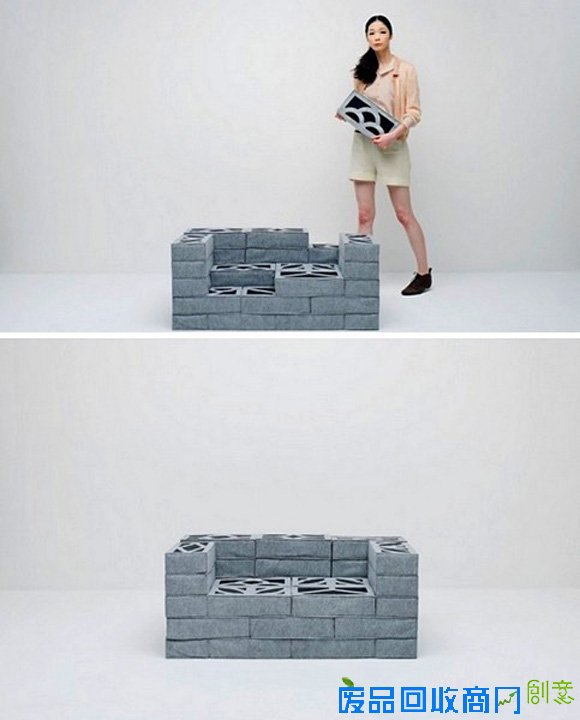  软砖块组成的沙发