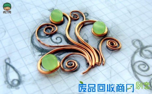 废铜线制作精美的古典项链吊坠手工DIY详细图解