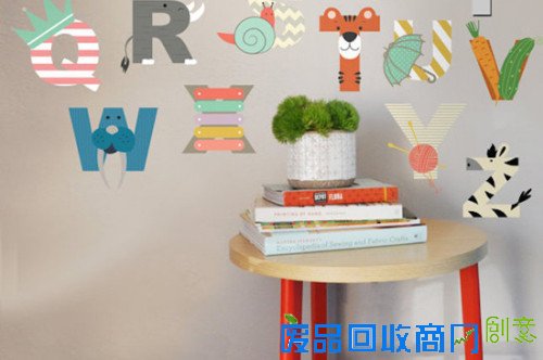 儿童房装修创意壁纸装修案例——字母装饰贴