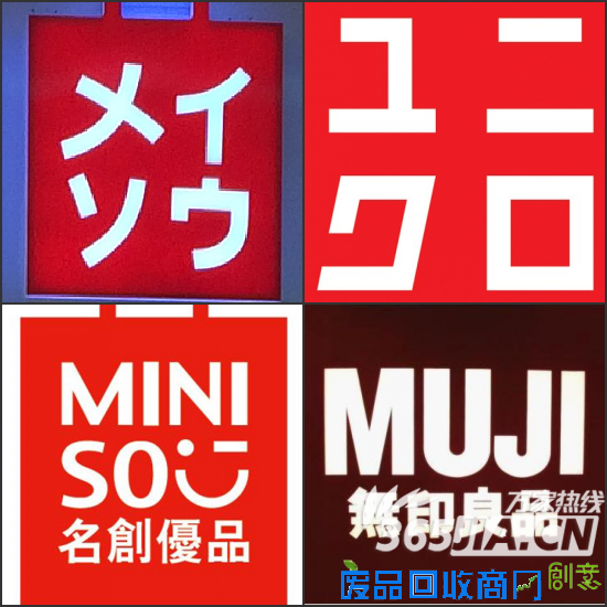名创优品&优衣库、无印良品LOGO对比图