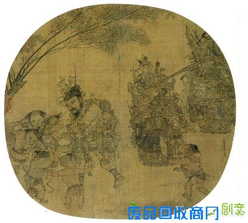 宋 李嵩 《市担婴戏图》 25.8 x 27.6cm 绢本设色 台北故宫博物院藏