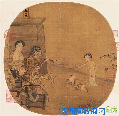 宋 李蒿《骷髅幻戏图》27x26.3cm 绢本设色 故宫博物院藏