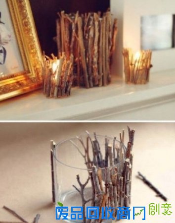 8、外面捡来的木棍，捆在杯子上，就可以成为田园风啦！