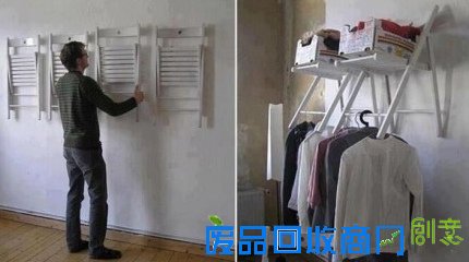 3、谁说椅子只能放在地上坐？找个结实点的钉子固定到墙上就可以啦！