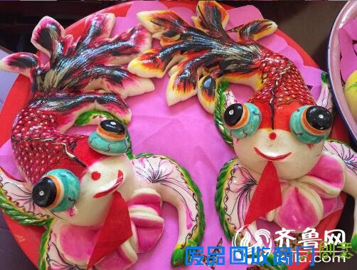 莱州面塑，“金玉（鱼）满堂长命富贵”