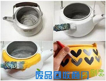 废旧的水壶也能改装成漂亮的花盆 DIY手工