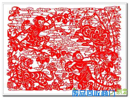 南京民间剪纸艺术家陈耀剪纸恭贺龙虎网网友猴年大吉