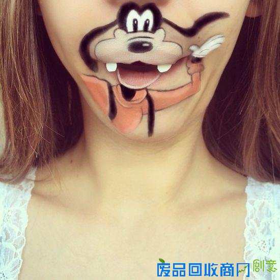 英国妹子的趣味卡通人物创意唇妆