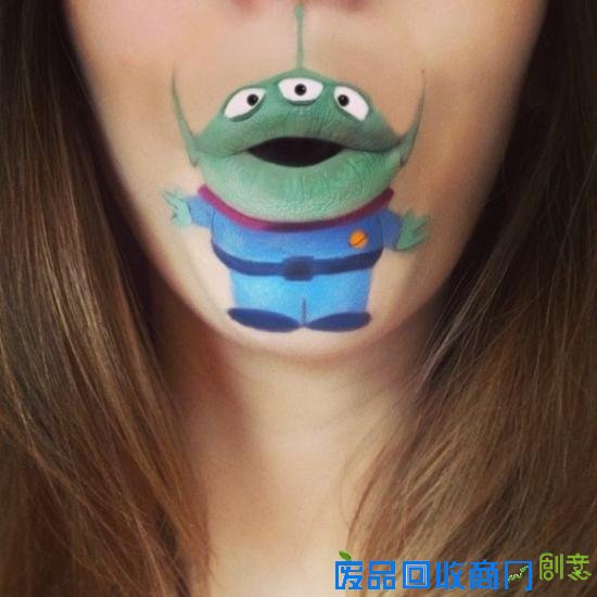 英国妹子的趣味卡通人物创意唇妆