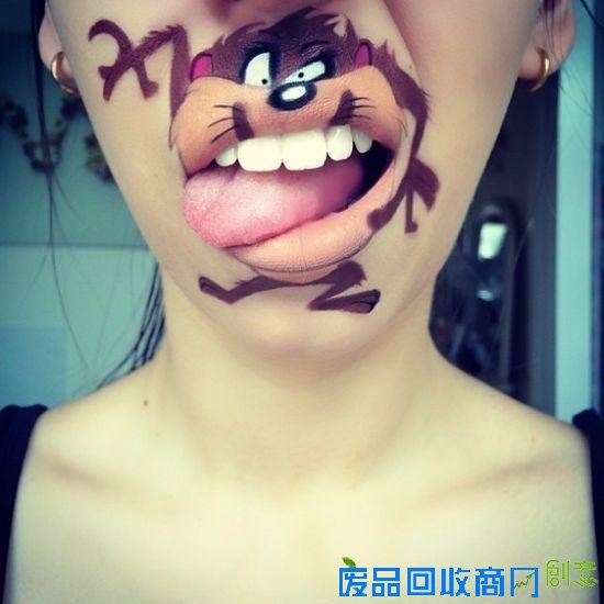 英国妹子的趣味卡通人物创意唇妆