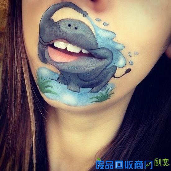 英国妹子的趣味卡通人物创意唇妆