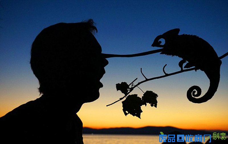 纸板加夕阳 美国艺术家创作趣味剪影(组图)