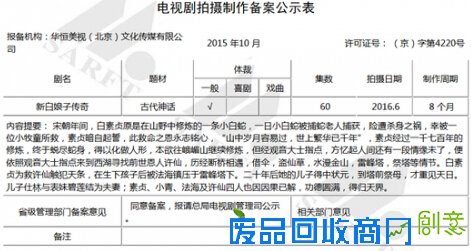 《新白娘子传奇》将再翻拍 电视剧备案公示看看还有什么要被翻拍