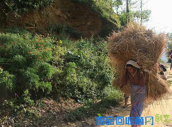 妇女们不是背负重物,而是靠头“顶”