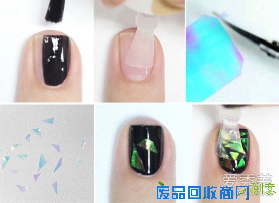 DIY时髦美甲：韩国碎玻璃美甲+英国喷雾指甲油 自制流行美甲