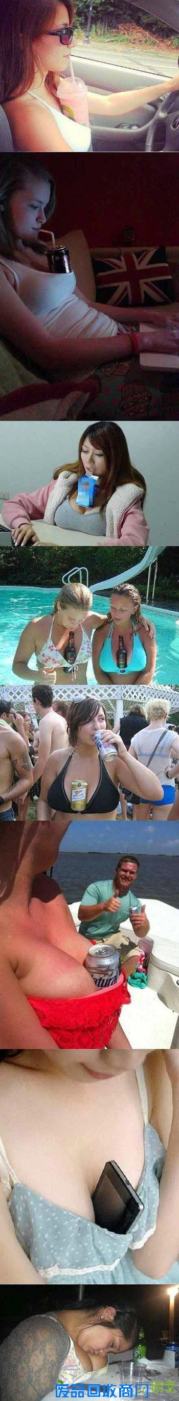 搞笑图片：夏天没口袋，但是我有胸