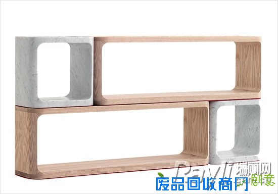 cerrutibaleri石材和木材组合搁架