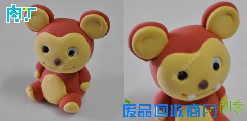 轻粘土猴子制作方法 可爱的坏蛋猴超轻粘土手办教程╭★肉丁网